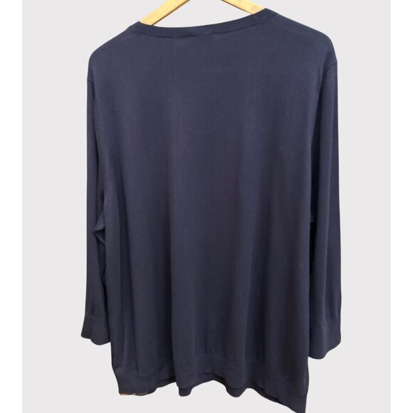 NWT Talbots Plus Size Navy Beaded Polka Dot Sweater 3X Preppy Luxe Minimalist - Picture 7 of 8